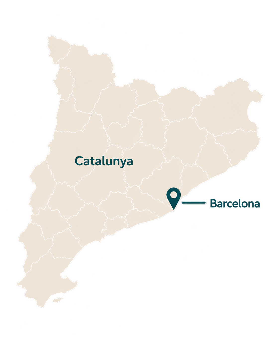 Mapa de Catalunya amb Barcelona assenyalada